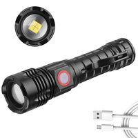 Lampe torche tactique LED rechargeable par USB QXMOVING, super lumineuse, très puissante, zoomable, étanche, en alliage d'aluminium