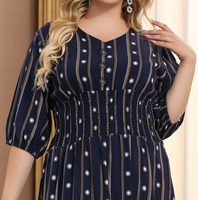 Robe midi en rayonne pour femme, imprimé marine, grande taille, pour l'été, style maman, 3XL 4XL 5XL 6XL 7XL, tenue d'intérieur musulmane arabe