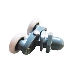 Roulettes doubles grises ZXS-3 pour quincaillerie de porte de douche coulissante, construction en plastique et acier - Product Image 1