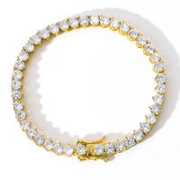 Hip Hop véritable plaqué or 4mm Zircon Tennis chaîne collier glacé bijoux de mode CZ en forme de coeur en laiton pour cadeau chrétien