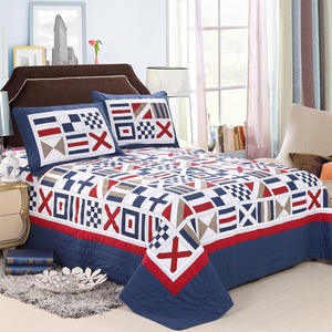 Ensemble <span class=keywords><strong>de</strong></span> couette matelassée en coton pur fait main <span class=keywords><strong>de</strong></span> style européen, imprimé patchwork à motifs géométriques, luxe toutes saisons - Product Image 1
