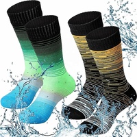 Chaussettes imperméables respirantes à 3 couches, imprimées à rayures dégradées, coupe-vent, thermiques, pour la pêche, le ski, la randonnée, le cyclisme, la pluie, le travail