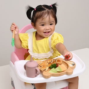Assiette à ventouse <span class=keywords><strong>en</strong></span> <span class=keywords><strong>bambou</strong></span> pour enfants, motif animaux mignons, <span class=keywords><strong>vaisselle</strong></span> d'apprentissage pour bébés, idéale pour les repas - Product Image 4