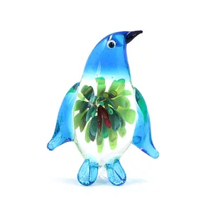 Kreative Kollektion Blumenforke Kunst handgefertigt Murano Lampwor Tier Glas Pinguinfigur