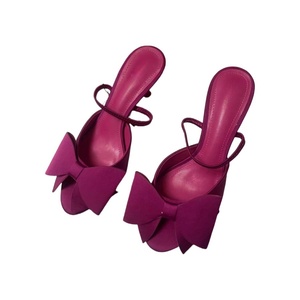 Chaussures à talons hauts pour femmes, style féerique sexy, à bout ouvert, à enfiler, couleur unie, avec nœud, talon fin, pour l'été et le printemps - Product Image 1