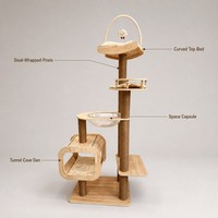 Arbre à chat intégré en gros, mobilier créatif pour animaux de compagnie peu encombrant avec lit pour chat capsule spatiale et plateforme de repos pour la maison