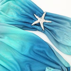 Vestido Casual de Verano para Mujer con Lazo Lateral en Degradado Azul, Diseño Hueco, Malla sin Tirantes, Vestidos Casuales a la Moda - Product Image 3