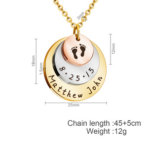 DY Laser Gravure bébé empreinte date de <span class=keywords><strong>naissance</strong></span> <span class=keywords><strong>Collier</strong></span> En Acier Inoxydable nouveau-né bébé Nom Personnalisé <span class=keywords><strong>Collier</strong></span> - Product Image 4