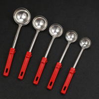 Set Sendok Sup, Sendok Porsi Makanan, dan Saringan dari Stainless Steel dengan Gagang Lengkung untuk Penggunaan Dapur Hotel Komersial
