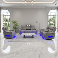 Ensemble de canapés modernes Chesterfield en cuir écologique, inclinables électriques et extensibles, avec éclairage LED, rangement, rembourrage en éponge et pieds en métal pour salon