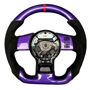 热销定制紫色Alcantara在碳纤维方向盘上，圆形顶部平底形状为日产350Z