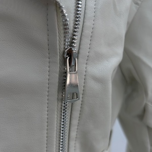 Women's Trendy <strong>White</strong> Leather Biker <strong>Jacket</strong> Fitted <strong>Short</strong> Length PU Leather <strong>Jacket</strong> Factory Direct Customization - Product Image 4
