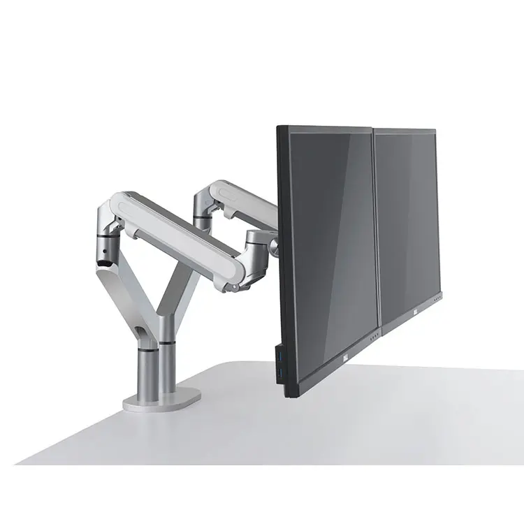 Hochwertige Dual <span class=keywords><strong>Monitor</strong></span> Gas feder Aluminium Desktop Computer 2 <span class=keywords><strong>Monitor</strong></span> Stand Up Arms Stand