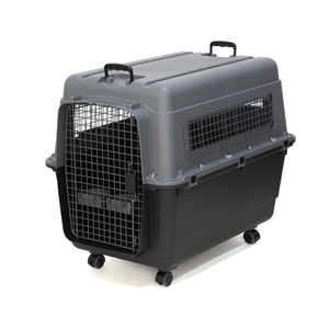 High-quality Foldable Portable Aluminum <b>Plastic</b> Pet Air <b>Crate</b> White Gray BSCI Certified for Outdoor Dogs Cats Travel Carriers - Product Image 1