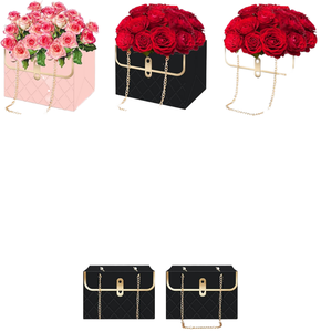 Caja <span class=keywords><strong>de</strong></span> cartón blanca pequeña reciclable, autoarmable, con asa, para empaquetado <span class=keywords><strong>de</strong></span> regalos y <span class=keywords><strong>arreglos</strong></span> florales hechos a mano, en stock. - Product Image 1