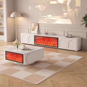 Nuovo 3D decorazione camino elettronico <span class=keywords><strong>simulazione</strong></span> fiamma integrata bianco crema stile High-end <span class=keywords><strong>soggiorno</strong></span> TV Cabinet - Product Image 4