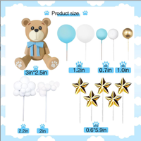 Le dernier ensemble de 33 pièces de décorations de gâteau Ours avec nœuds, étoiles et nuages pour les fêtes d'anniversaire des enfants