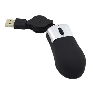 畅销便携式迷你可伸缩USB光轮有线鼠标笔记本电脑光学电脑游戏鼠标