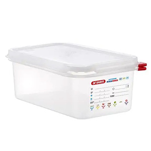 Contenitore per Alimenti Araven GastroNORM GN 1/4 Ermetico a Doppia Chiusura Facile da Aprire 2,8 Litri 26,5X16,2X10h cm - Product Image 1
