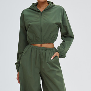 Ensemble <span class=keywords><strong>de</strong></span> cyclisme et <span class=keywords><strong>de</strong></span> <span class=keywords><strong>randonnée</strong></span> : Veste décontractée coupe-vent à capuche et pantalon, manches longues, protection solaire, vêtements <span class=keywords><strong>de</strong></span> sport zippés, coupe courte - Product Image 2