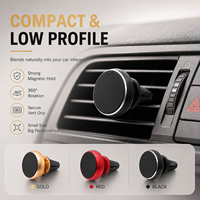 Support de téléphone de voiture à ventouse magnétique en alliage d'aluminium conique, rotatif à 360° avec articulation sphérique, réglable en hauteur, robuste