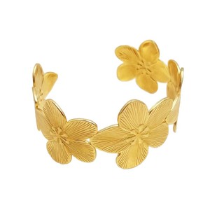 European American Minimalist High-End Open Geometric <b>Adjustable</b> <b>Bracelet</b> New Style Wide Flower Design Alloy Material Wholesale - Product Image 6