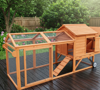 Poulailler moderne et écologique en bois de grande taille pour l'extérieur, avec enclos, niche et espace de course