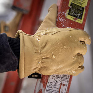 Guantes de trabajo de piel de vaca, resistentes al frío, resistentes al agua, cálidos, gruesos, con palma reforzada, para invierno - Product Image 4