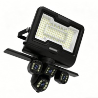 Lampu Sorot Tenaga Surya 20W Kamera Tiga Lensa 9MP 1/2.8 CMOS 24000mAh 58 LED IP66 Sensor Gerak Wi-Fi Luar Ruangan Modern 15m