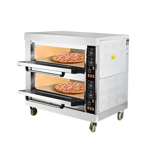 2 Deck 4 Tray Electric Cake Pizza Baking Equipment Bakery Oven Commercial Machine Double Deck Oven Gas Bread Baking Oven