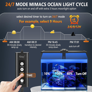 Lampe LED Hygger pour aquarium d'eau salée, corail de récif, avec lumière blanche et bleue, minuterie à intensité variable, lumière lunaire pour aquarium, supports lumineux - Product Image 5