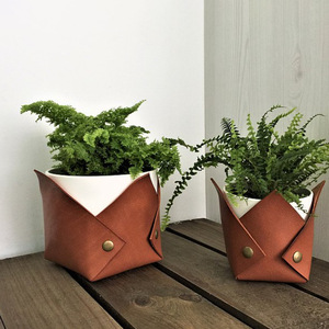 Pots à fleurs en cuir en gros, décorations de pots à fleurs de style minimaliste moderne, décorations de jardin créatives de couleur unie - Product Image 4