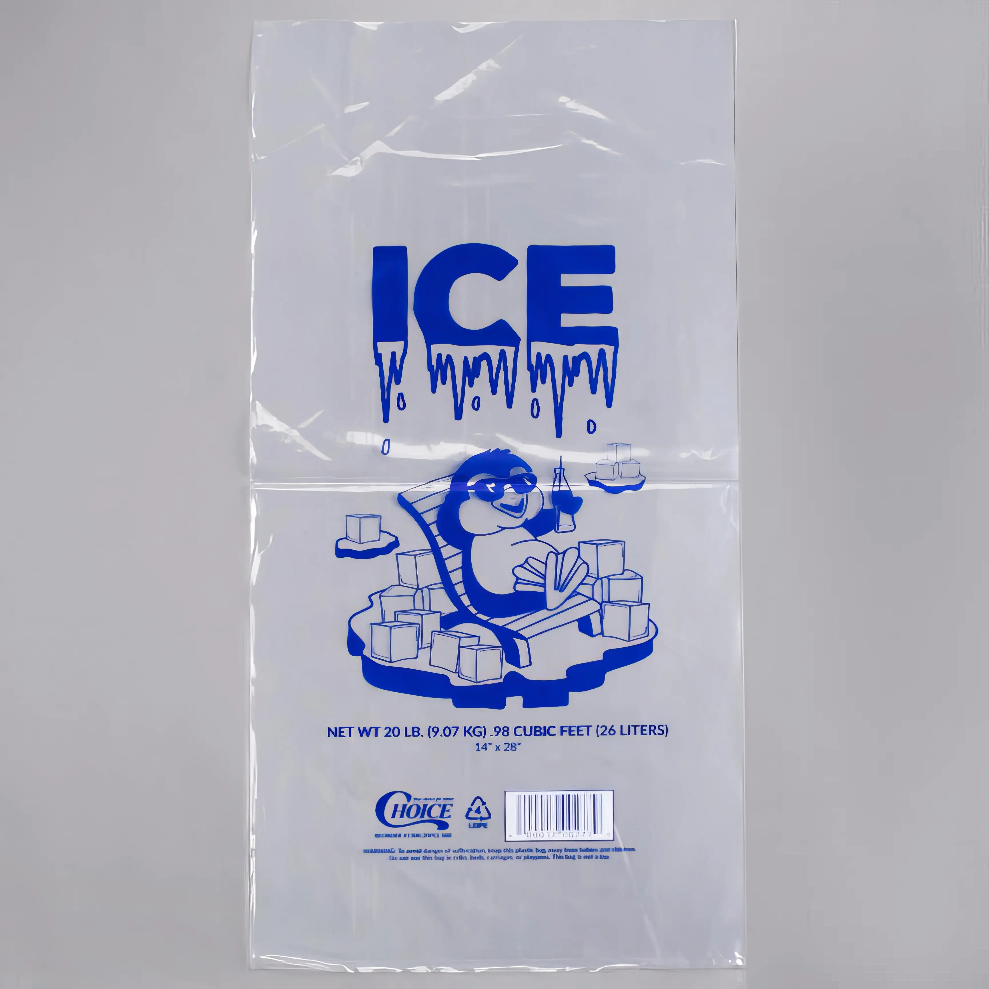 Tek kullanımlık özel baskı temizle 3lb 5lb 8lb 10lb 20lb 25lb Ldpe plastik buz küpü ambalaj çanta buz küpü için askıları ile