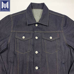 Personalizado 17oz azul índigo 100% algodón orillo chaqueta de mezclilla de moda de <span class=keywords><strong>manga</strong></span> larga para hombres abrigo de tela japonesa - Product Image 5