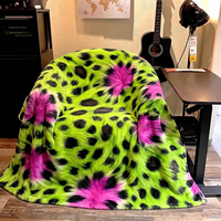Couverture en flanelle personnalisée OEM pour dropshipping et vente en gros, motif animal guépard vibrant, en microfibre, confortable pour canapé et lit