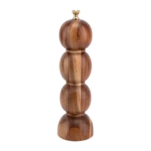 Juego de molinillo de sal y pimienta de madera de acacia Cuchara con cepillo de limpieza y una nueva caja personalizada especial de madera MOLINOS sostenibles