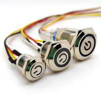 12Mm 16Mm 19Mm 22Mm Power Start Momentary Drukknop Latching 5V 12V 24V Led Power Pc Moederbord Kabelboom
