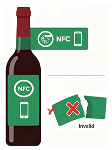 Étiquette RFID <span class=keywords><strong>jetable</strong></span> anti-effraction NFC pour antenne fragile, invalide si décollée, pour bouteille de vin - Product Image 2