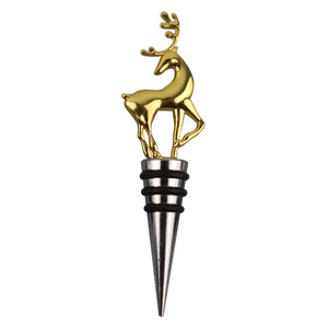 Golden Deer Wine Stopper Zinc Alloy Sealed Bottle Plug With Colorful Ring For Wine Preservation - Product Image 3