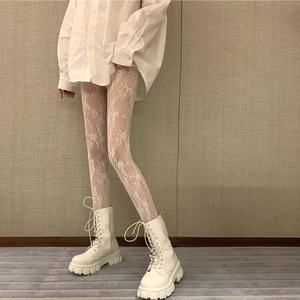 Collants en soie Lolita à fleurs blanches pour femmes, printemps et été, fins, <span class=keywords><strong>sexy</strong></span>, anti-accrocs, jambes magnifiques, base creuse, filet uniforme - Product Image 2