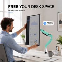 Support d'écran d'ordinateur à bras unique, fixation par pince de bureau, hauteur réglable, rotation complète à 360°, pour écrans LCD LED de 17 à 32 pouces