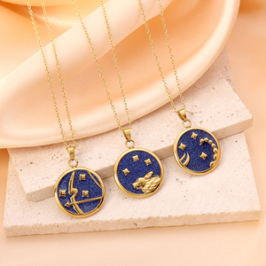 Collane con Ciondolo Zodiacale Minos, Gioielli da Donna in Acciaio Inossidabile Placcato Oro 18K con Smalto Blu - Product Image 3