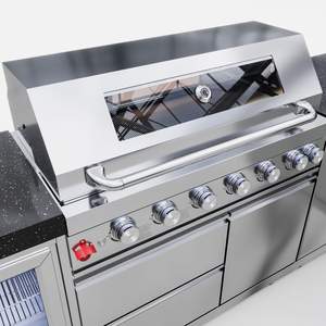 ตู้ครัวสแตนเลสสำหรับทำอาหารกลางแจ้งในสวนและเตาบาร์บีคิว ดีไซน์ครัวแบบโมดูลาร์พร้อมตู้เย็นและอ่างล้างจาน - Product Image 3