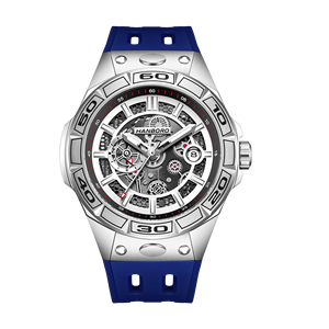 Montre mécanique automatique pour homme HANBORO, boîtier en acier inoxydable, cadran en <span class=keywords><strong>cristal</strong></span> saphir, série Mech, bracelet en silicone à libération rapide - Product Image 6