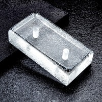 Brique de verre décorative de luxe faite à la main, perforée, texture écorce d'orange, fusion à chaud, pour mur-rideau architectural d'hôtel