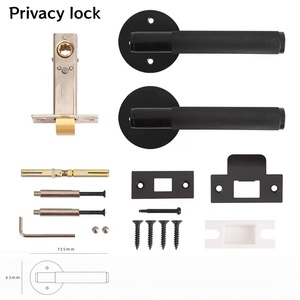 Oferta Especial: Manija de Puerta Redonda/Cuadrada con Perillas Moleteadas, Acabado Negro Mate, Latón Sólido, Juego de Manija con Cerradura para Puertas de <span class=keywords><strong>Pasaje</strong></span>/Privacidad - Product Image 5