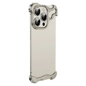 아이폰 15 14 Pro Max Plus 13 렌즈 보호 기능이있는 고급 알루미늄 합금 범퍼 케이스 용 트렌드 제품 휴대 전화 커버