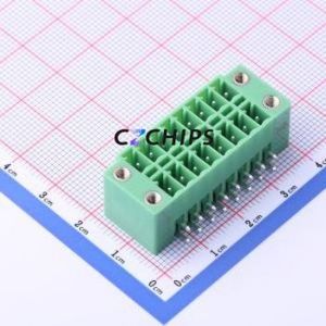 KF2EDGKRM-3.5-2*8P Plug-in Terminal Block Bent Lead Through Hole,P=3.5mm Board-to-Board / Socket Closed Screw Fixing 2x8P 3.5mm - Product Image 1