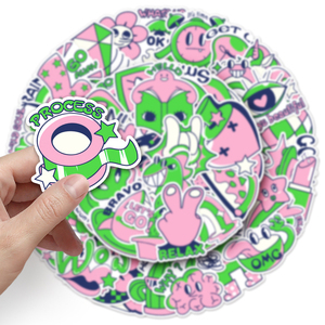 50 autocollants personnalisés originaux tendance, couleur contrastée, graffiti, dessins animés, autocollants découpés en PVC imperméables pour jouets et <span class=keywords><strong>motos</strong></span> - Product Image 6