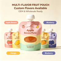 Voedselveilige kinderfruitpuree-uitgietzak zonder toegevoegde suiker, hersluitbaar, staande flexibele zak voor babyvoeding, aangepaste logo's, groothandel
